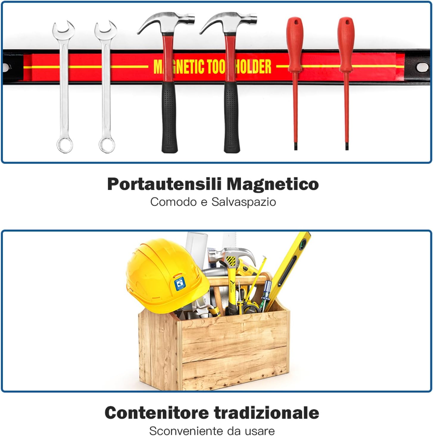 3 pezzi Portautensili Magnetico, Barra Portautensili in Metallo per Officina, Forte Forza Magnetica