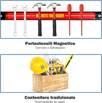 3 pezzi Portautensili Magnetico, Barra Portautensili in Metallo per Officina, Forte Forza Magnetica