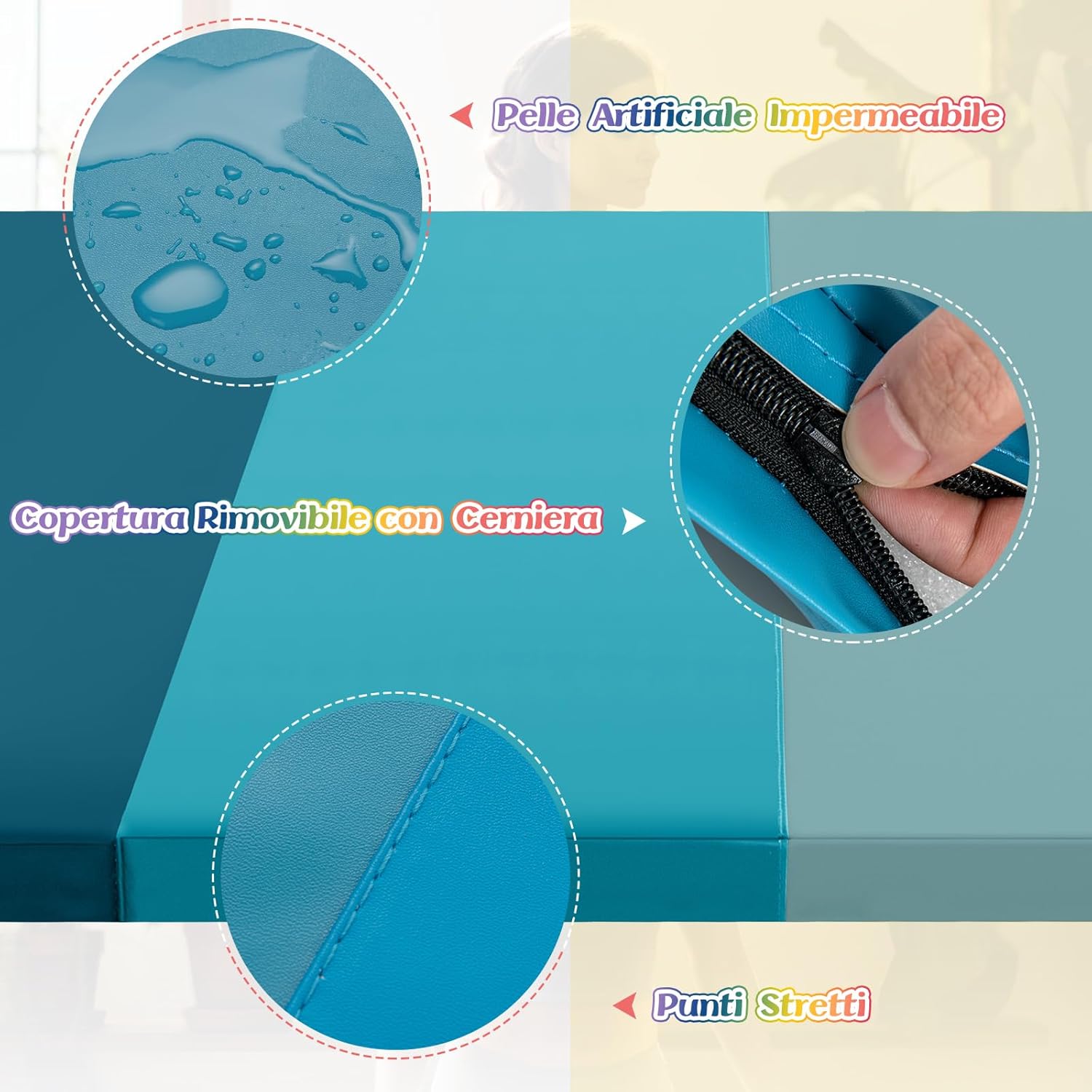 Tappetino da Ginnastica Pieghevole, Tappetino Portatile e Leggero con Maniglie, Tappetino per Yoga e Allenamenti per Stretching e Capriole da Casa e Palestra