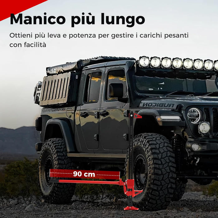 Cric per Auto a Cremagliera, Capacità di Sollevamento di 3000 kg, Cric di Sollevamento Pesante per Auto, Camion, Jeep, Quad, UTV e SUV