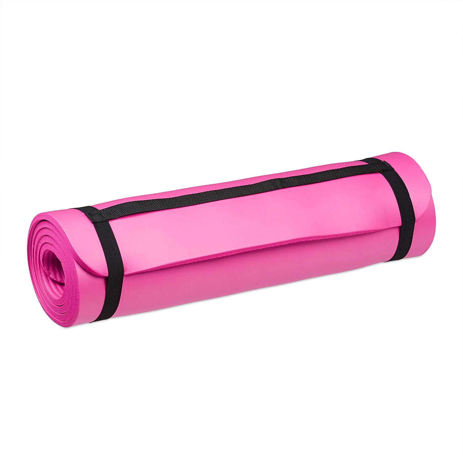 Tappetino yoga spessore 1 cm cinturino in gomma trasporto ginnastica pilates aerobica rosa 13_0002843_7