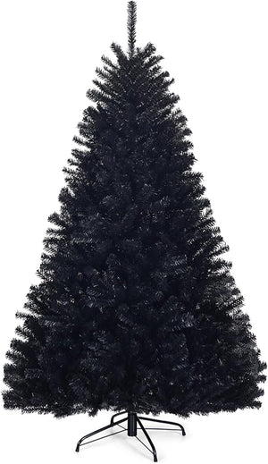 Albero di Natale Nero 180/225 cm, Albero di Natale con 1036/1258 Rami Folti e Base di Metallo con Cuscinetti Antiscivolo, Albero di Natale Realistico per Halloween (180x Ø112cm)