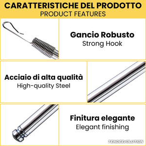 Frustino Frusta Asta - Tiratenda per Tende da Interno in Ferro, Diametro 11mm, Lunghezza 125cm - Colore: Oro Lucido