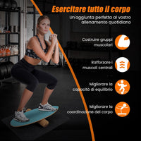 Balance Board in Legno, Tavola di Equilibrio con Rullo e Tappetino per Allenamento Skateboard Hockey Snowboard Surfing, per Esercizi Equilibrio e Tonificazione Core, Portata 227 kg (Blu)
