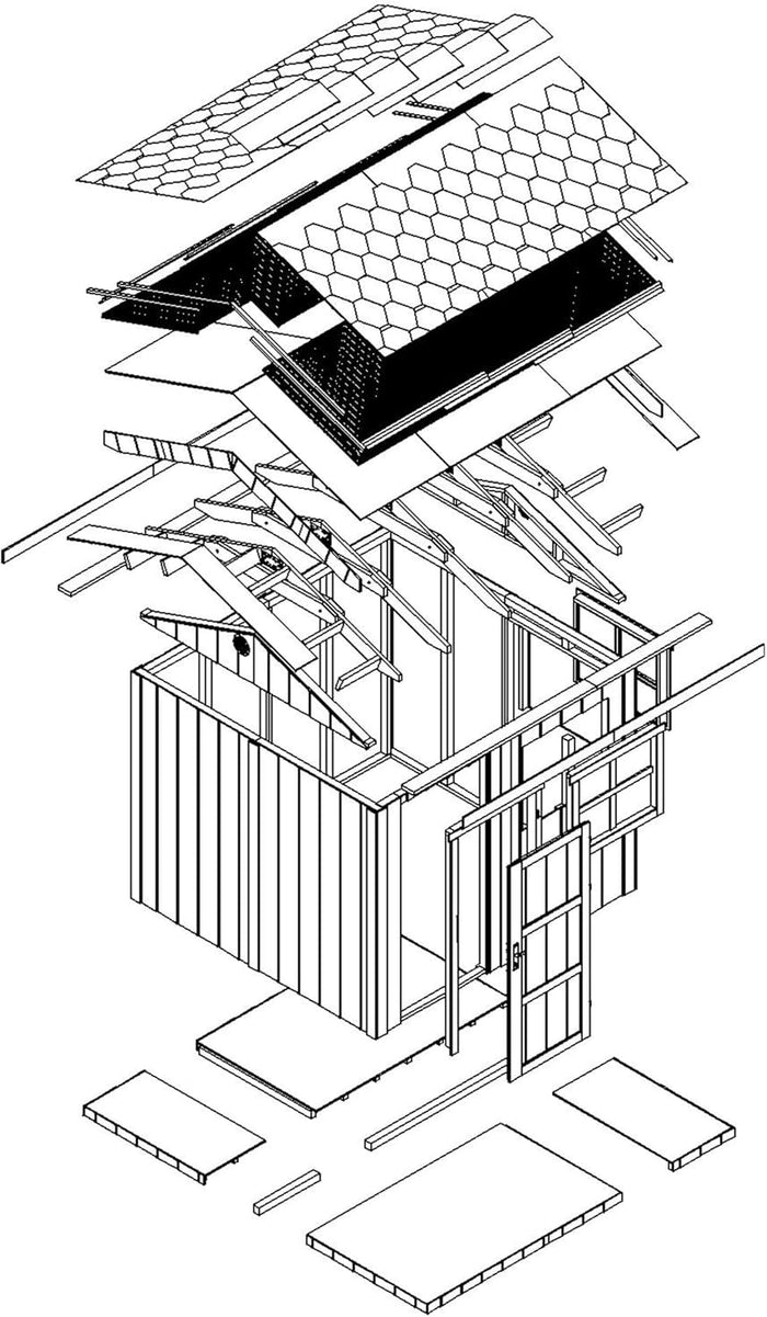 Casetta da giardino di qualit? premium 5,9 m² - H252x250x294 cm - Timbela M913-CAVERN STEEL