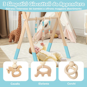 Palestrina per Bambini, Palestrina con Giocattoli per Dentizione Sviluppo Cerebrale Stimolazione Sensoriale, Pieghevole, in Legno, per Bambini 3+ Mesi (Verde)