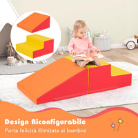Set di 2 Blocchi per Gattonare e Arrampicare per Neonati e Bambini, Set di Blocchi di Schiuma Morbida per Gioco Attivo Interno, Set di Gioco Morbido per Sviluppo dei Bambini (Giallo e rosso)
