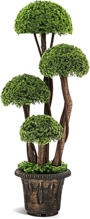 Albero Artificiale 90 CM, Cipresso Finto da Interno ed Esterno con Tronco in Rattan e Vaso Riempito di Cemento, Pianta Artificiale Realistica da Casa, Ingresso e Ufficio