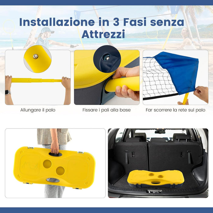 Set di Badminton con Rete, Racchette, 2 Volani e Scatola di Conservazione, Set di Badminton Portatile per 2 Giocatori da Esterno per Bambini, Ragazzi e Adulti