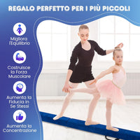 Trave Ginnastica Artistica per Casa 210/240 cm, Trave Pieghevole per Bambini con Maniglia, Base in Legno e Fondo Antiscivolo, Trave di Equilibrio da Pavimento