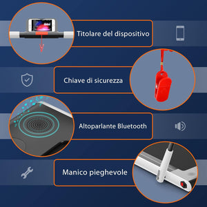Tapis Roulant 2 in 1, Tapis Roulant Elettrico Pieghevole Salvaspazio da 0,75HP con App e Telecomando, Supporto per Cellulare, Display a LED e Altoparlante (Bianco)