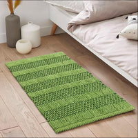 Tappeto Camera Scendiletto Bagno 60x120 Cm Cotone Intrecciato Morbido Assorbente Verde