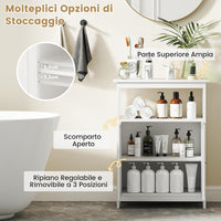 Mobile da Bagno, Armadietto Salvaspazio da Terra con Ripiano Regolabile e 2 Ante, Credenza Moderno in Legno per Soggiorno, Camera da Letto e Ufficio, 60 x 30 x 80 cm, Portata 90 kg (Bianco)