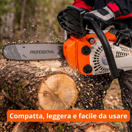 Motosega a Scoppio 25cc 2 Tempi Professionale, Lama 25 cm per Potatura e Taglio Legno, Mini Motosega Benzina Compatta, Kit Montaggio Incluso, Ideale per Fai da Te e Professionisti