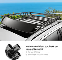 Portapacchi da Tetto Universale, Bagagliera Portabagagli Auto Tetto Portata 110kg, Nero, 120 X 98 X 16,5 cm (Nero, stile 1)