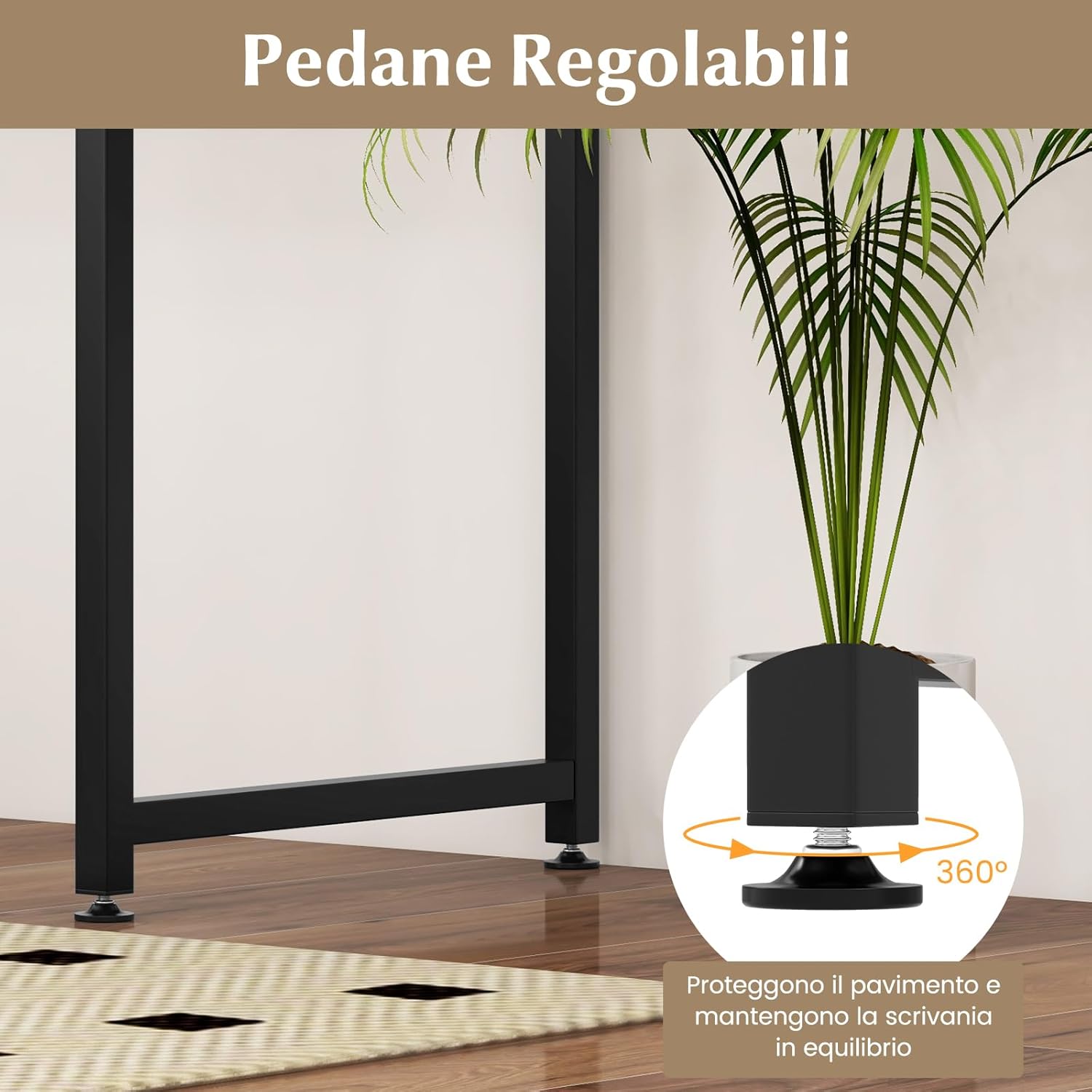 Scrivania per Computer 100 x 50 x 77 cm, Scrivania Moderna e Salvaspazio in Metallo Resistente con Piedini Regolabili, Scrivania Versatile per Casa e Ufficio (Legno)