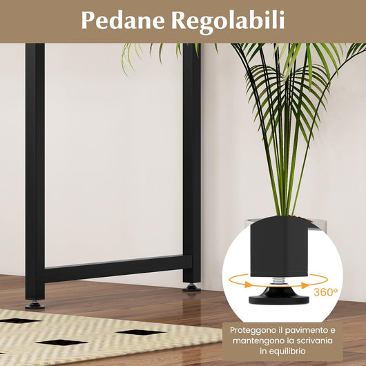 Scrivania per Computer 100 x 50 x 77 cm, Scrivania Moderna e Salvaspazio in Metallo Resistente con Piedini Regolabili, Scrivania Versatile per Casa e Ufficio (Legno)