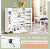 Armadietto Dispensa Alto 104 cm, Mobiletto da Cucina con Ante e Ripiani Regolabili, Credenza Autoportante per Sala da Pranzo, Soggiorno, Camere da Letto, 59 x 30 x 104 cm (Bianco)