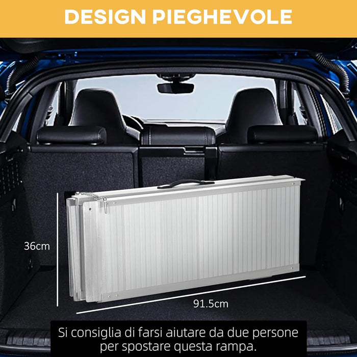 RAMPA X SEDIA A ROTELLE IN LEGA DI ALLUMINIO ANTISCIVOLO 272KG 183x72x5cm HOMCOM