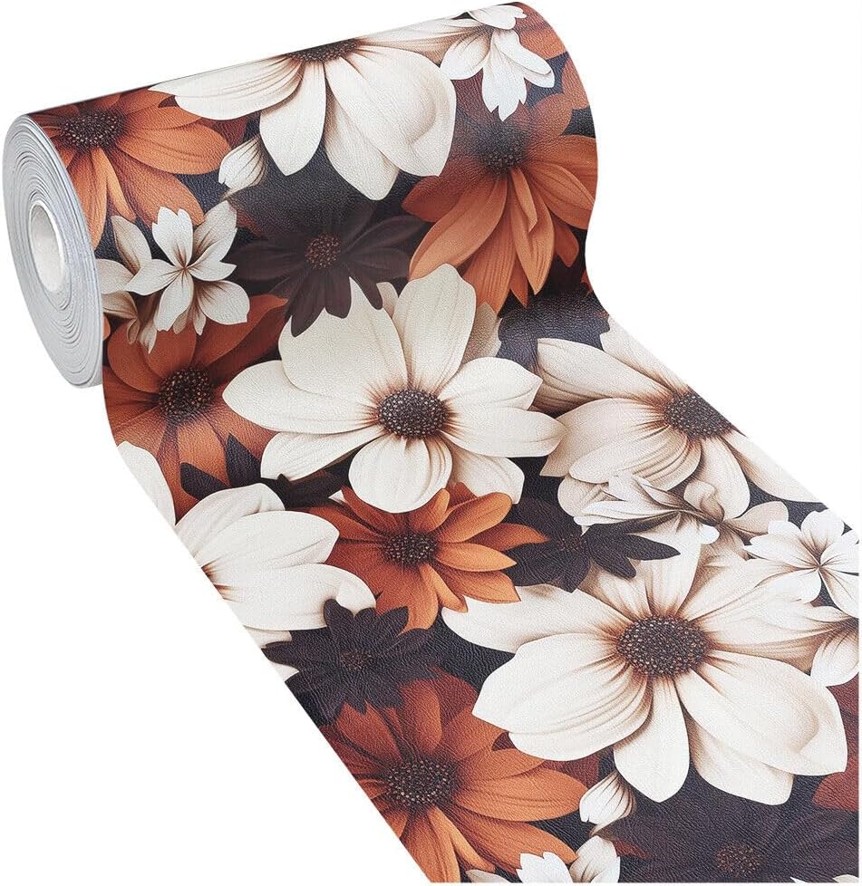 Tappeto Cucina Gomma Pvc 51x360 cm Design Elegante Morbido Antiscivolo Fiori 3D Colori Caldi