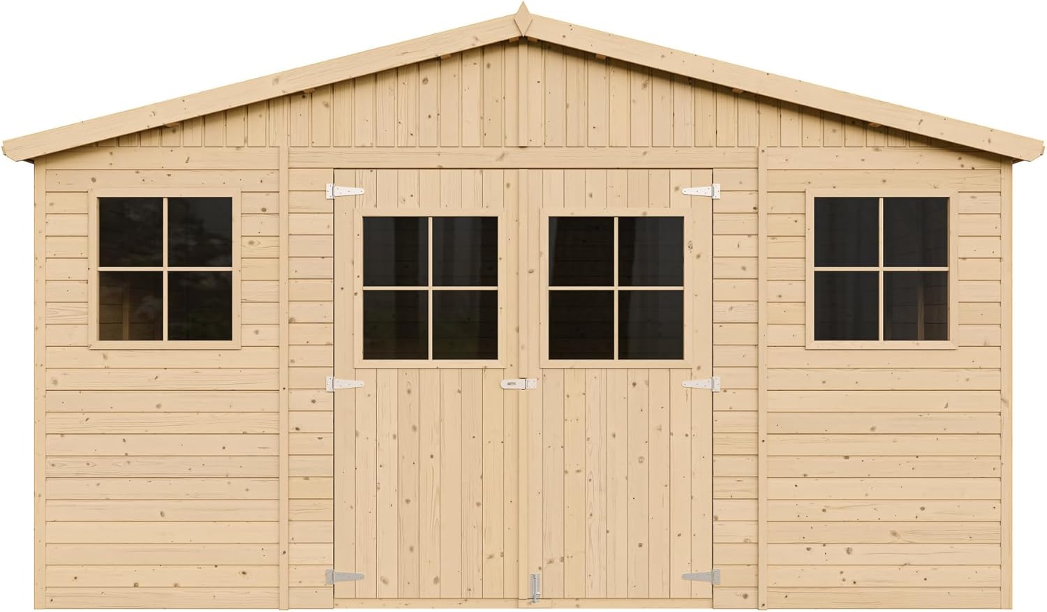 Casa da giardino in legno naturale Timbela M330+M330G CON PAVIMENTO IMPREGNATO H246x418x420 cm/16 m?²-