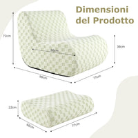 Sedia a Sacco con Pouf, Divano in Spugna ad Alta Elasticità, Fondo Antiscivolo e Copertura in Velluto Lavabile, Comoda Poltrona Pigra per Soggiorno Camera da Letto Sala Lettura (Verde)