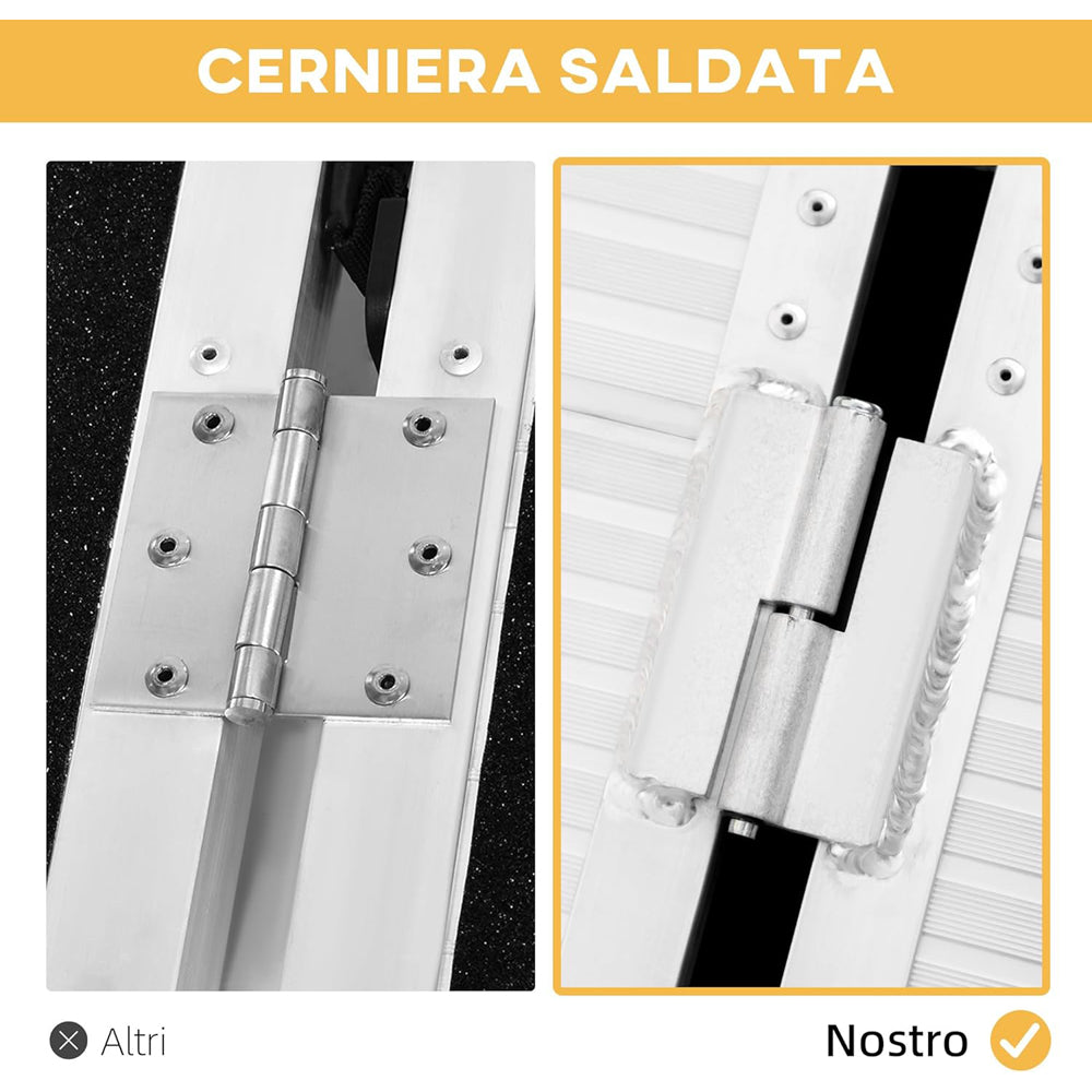 RAMPA X SEDIA A ROTELLE IN LEGA DI ALLUMINIO ANTISCIVOLO 272KG 183x72x5cm HOMCOM