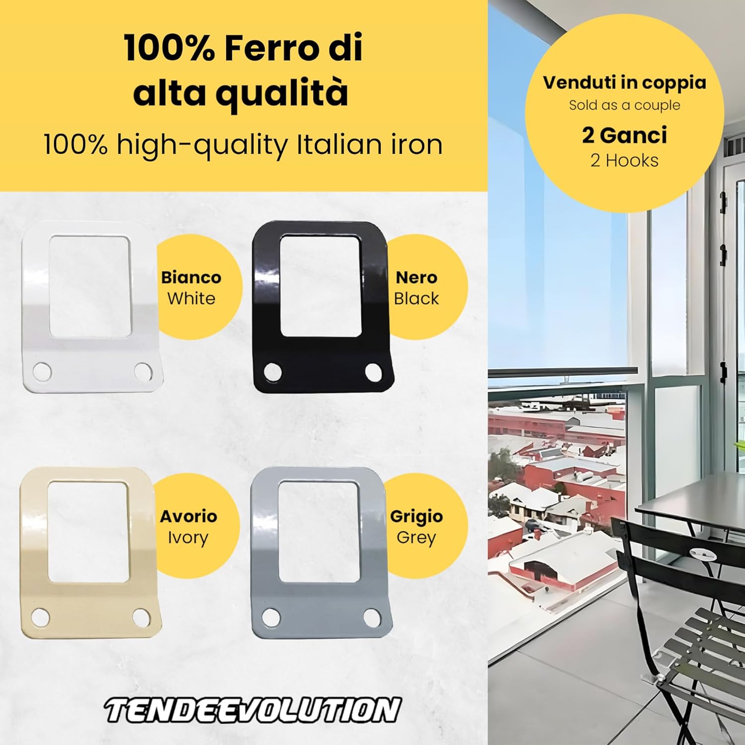 Gancio per Tenda da Sole in Ferro - Occhiello Per Tenda A Caduta Colore Bianco