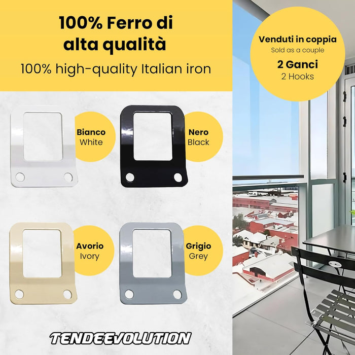 Gancio per Tenda da Sole in Ferro - Occhiello Per Tenda A Caduta Colore Avorio