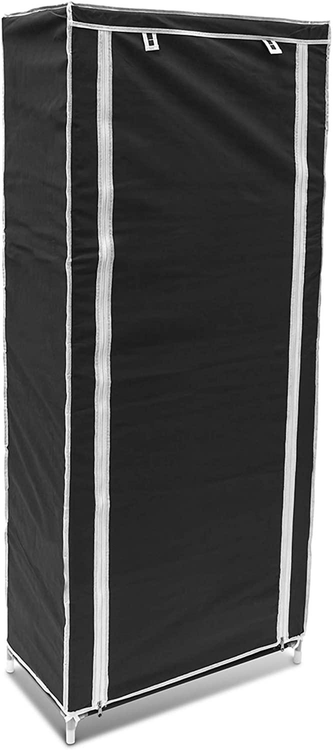 Mobile scarpiera pieghevole in tessuto per 36 paia di scarpe nero 13_0000255_3