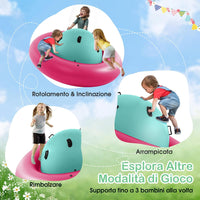 Giostra Gonfiabile a Pianeta per Bambini da 223CM per Inclinare, Arrampicarsi e Saltare con 6 Maniglie Incorporate, Giocattolo Spaziale per Esterno per Bambini dai 5 Anni+ (Rosa+Verde)