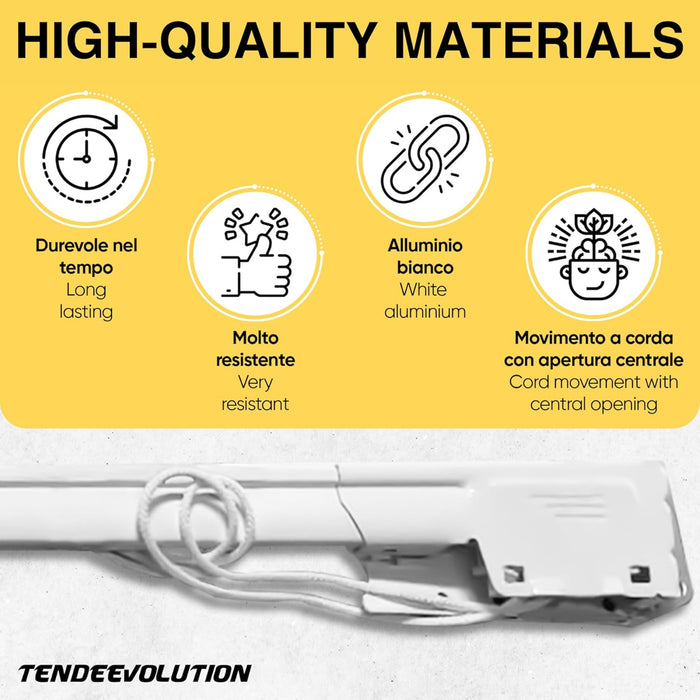 Bastone Binario Riloga Zineffa Scorritenda Estensibile in alluminio laccato bianco alta qualità, estesensibile da 292 a 550 cm
