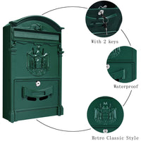 Cassetta postale per posta artistica alluminio esterno verde 260x410x90 mm vulcania
