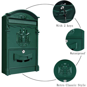 Cassetta postale per posta artistica alluminio esterno verde 260x410x90 mm vulcania