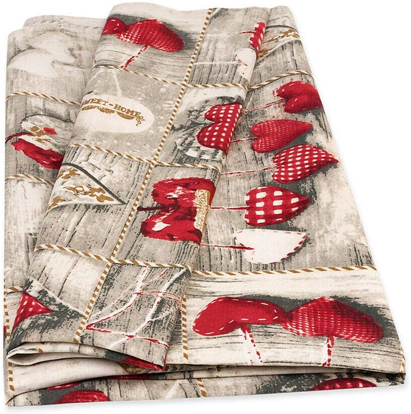 Telo Arredo CopriTutto 170x280 cm Cotone Copridivano Letto Shabby Chic Cuori Multiuso Lavabile