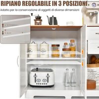 Credenza Buffet, Armadio di Stoccaggio Moderno con 2 Ante e 2 Cassetti, Ripiano Regolabile, Credenza Armadio di Stoccaggio per Cucina, Sala da Pranzo, Bianco