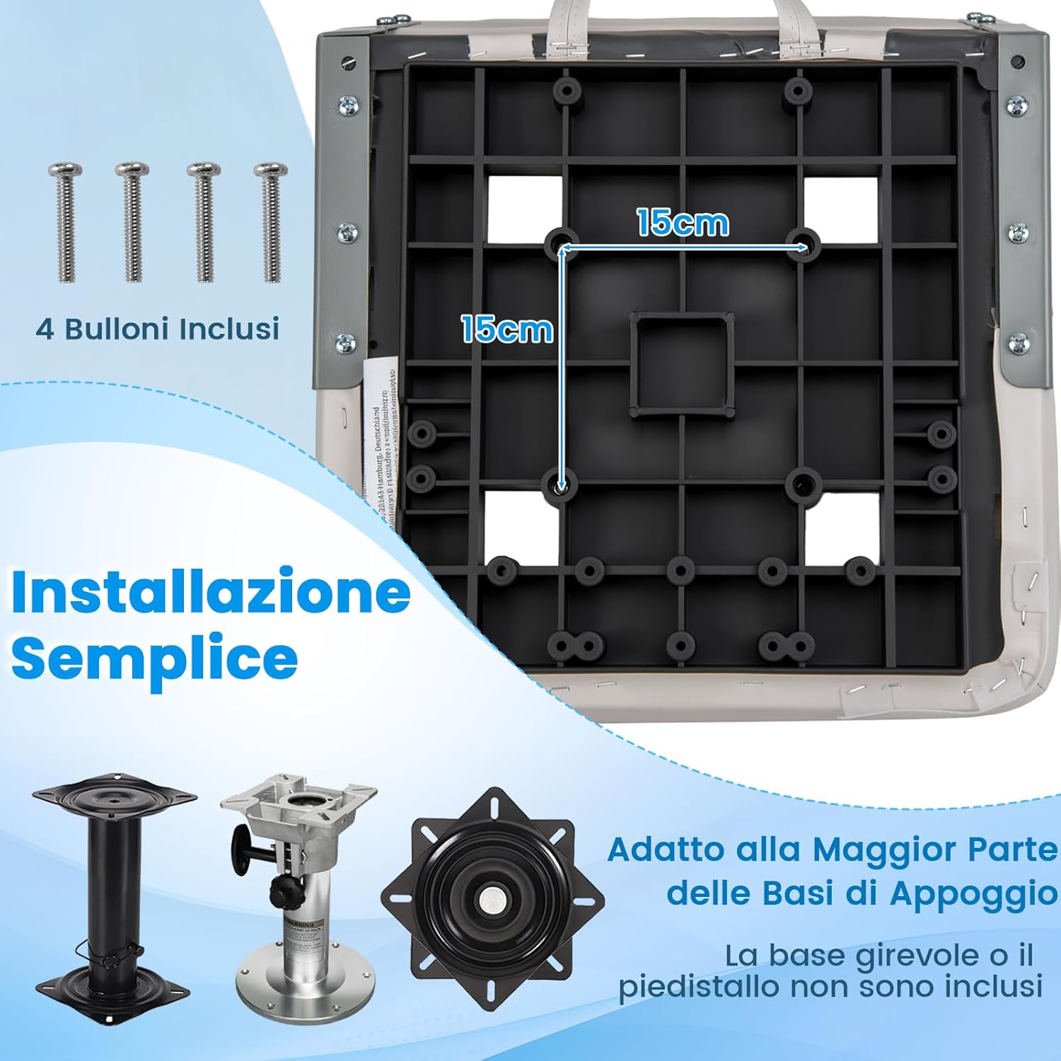 Set di 2 Sedie da Barca, Sedili da Barca Pieghevole Morbide Imbottite Spesse, Sedile Nautica Ergonomico per Imbarcazioni da Pesca, 51 x 42 x 49 cm, Bianco e Girigio