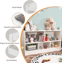 Libreria per Bambini e Organizer Giocattoli, Scaffale di Legno Con 5 Scompartimenti, Per Stanza dei Giochi Camera Dei Bambini Angolo di Lettura Classe Scuola Materna (Bianco)