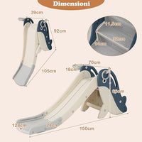 4 in 1 Scivolo per Bambini, Set da Giocattolo Arrampicata con Canestro da Basket Lancio Palla ed Anelli, Scivolo Pieghevole da Interno ed Esterno per Bambini 3 Anni +