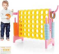 Forza 4 Gigante, Forza Quattro per Bambini con Canestro, Palla, 5 Anelli e 42 Piedine, Giochi Educativi da Esterno ed Interno per Vacanze e Feste, Ideale per Bambini +3 Anni