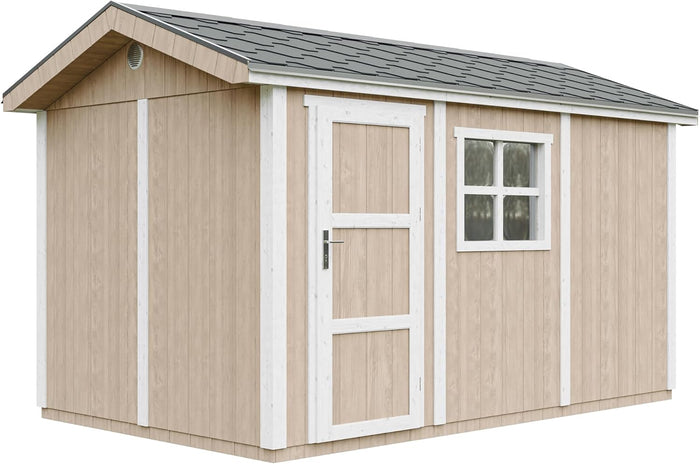 Casetta da giardino di qualit? premium 8,68 m² - H252x250x412 cm - Timbela M914-TERRA BROWN