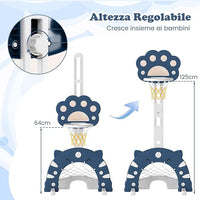 3 in 1 Canestro da Basket per Bambini, con Canestro Calcio e Golf, Cerchio Rimovibile e Pieghevole, Set da Gioco Regolabile per Interno ed Esterno, 3 Anni+ (Blu Scuro)
