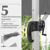 Ombrellone da Giardino 300 cm, Ombrellone Quadrato da Esterno con Rotazione a 360°, Inclinazione Regolabile, Base a Croce, 8 Stecche (Grigio, 300 x 300 x 261 cm)