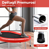 Trampolino Elastico da Interno ed Esterno, Tappetino Elastico Pieghevole per Adulti e Bambini con Maniglia Regolabile, Molle e Cuscinetto di Sicurezza, Trampolino Ovale per 2 Persone