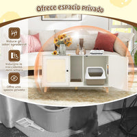 Lettiera Chiusa per Gatti 108 x 50 x 60 cm, Mobile per Lettiera Nascosta per Gatti con 2 Tappetini in Sisal e Ingresso a Forma di Testa di Gatto, Casetta per Animali Domestici (Bianco)
