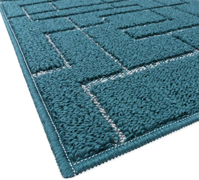 Tappeto Casa Cucina 3D 50x290 Cm Design Geometrico Moderno Assorbente Antiscivolo Blu