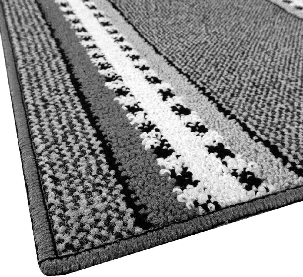 Tappeto Cucina 57x135 cm Antiscivolo Made in Italy Passatoia Corsia Bordata Ingresso Lavabile Grigio