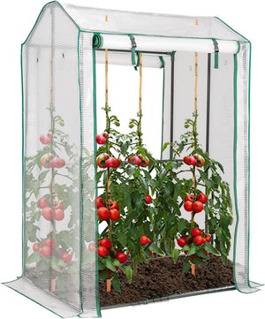 Serra da Giardino Robusta, Mini Serra per Orto e Piante con Telaio in Acciaio, 2 Porte a Cerniera Arrotolabili, Telo in PE, Serra da Eterno per Giardino e Balcone, 100 x 81 x 150 cm