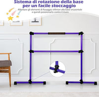 Sbarra da Balletto Doppia in Metallo, Portatile e Regolabile in Altezza con Cuscinetti Antiscivolo e Base Girevole, Ideale per Allenamento Stretch, Carico Massimo 50 kg