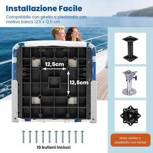 Set di 2 Sedie da Barca, Sedili Alti da Barca Pieghevole Morbide Imbottite Spesse, Sedile Nautica Ergonomico per Imbarcazioni da Pesca, 42 x 49 x 51 cm, Blu e Bianco